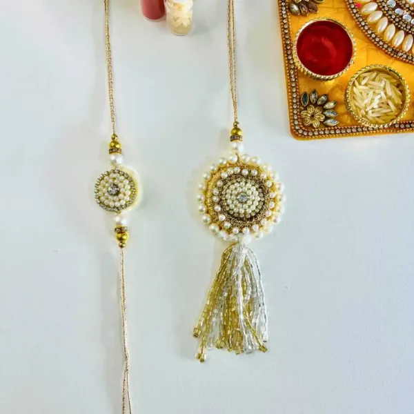 Elegant Pearl Pair Rakhi