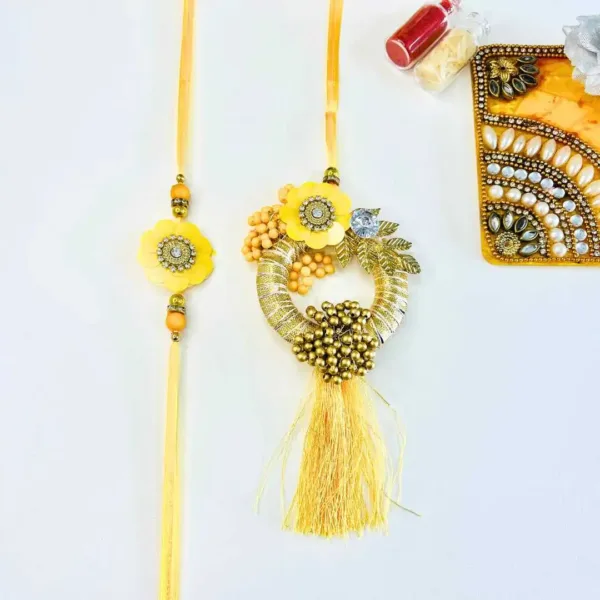 Vibrant Yellow Bhaiya Bhabhi Rakhi